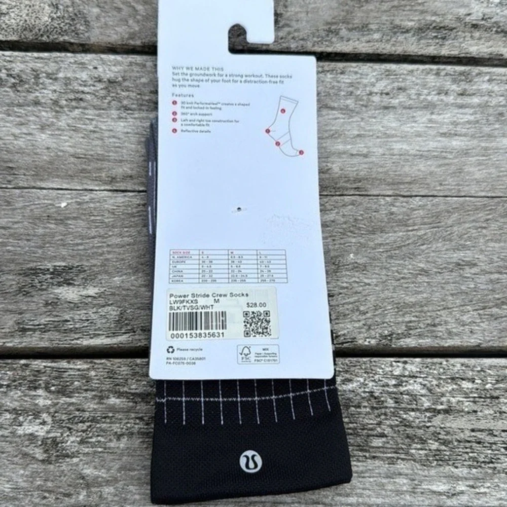 Lululemon Womens Power Stride Crew Socks Reflective Size medium NWT